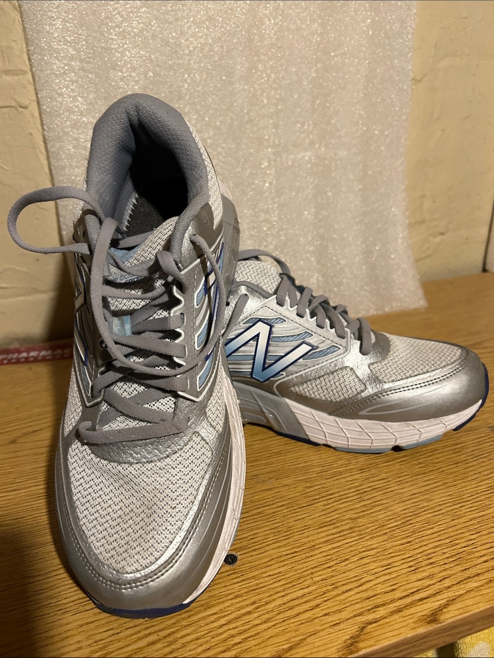New Balance Silver and Blue Athletic Lace-Up Sneakers